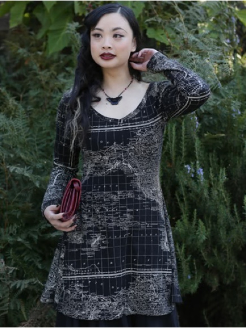 Effie's Heart Black Printed Long-Sleeve A-Line Dress